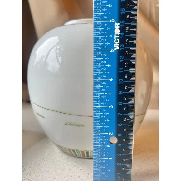 Antique Famille Hand-Painted Chinese Porcelain Vase 7" with Mark White Pink Gree - Picture 9 of 16